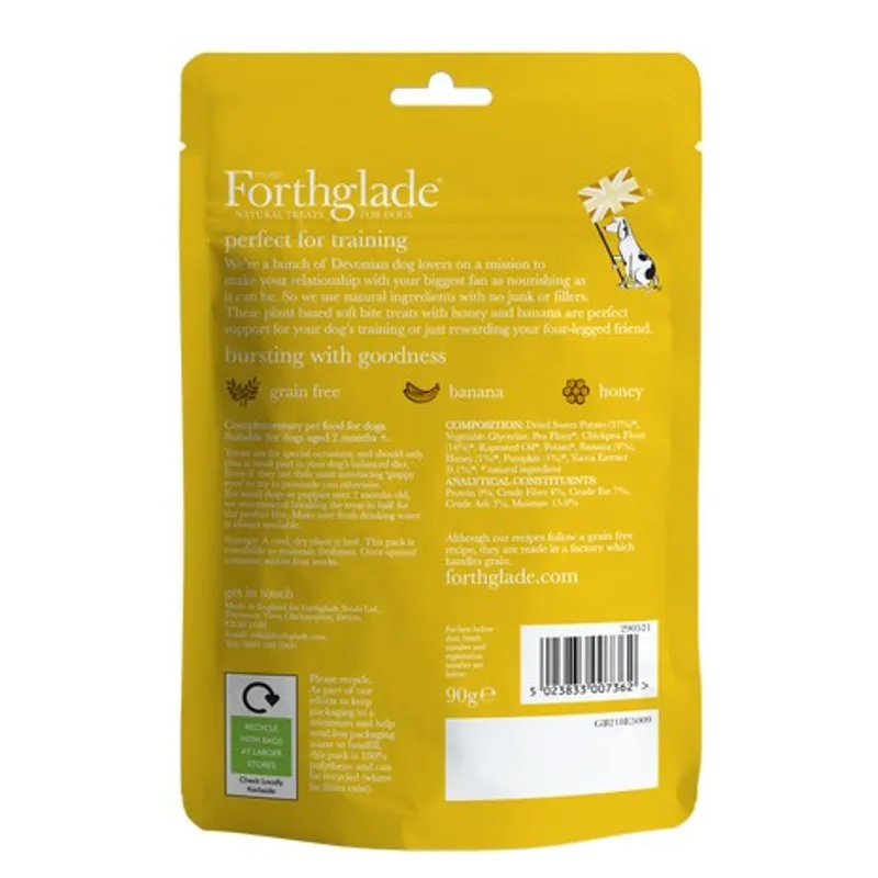 Forthglade Soft Bites Banana and Honey Dog Treat 90g-1